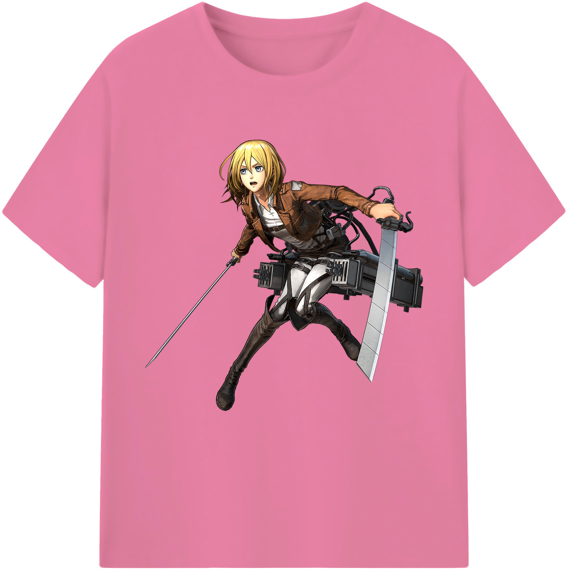 （画像用） 進撃の巨人 クリスタ·レンズ Attack on Titan Christa Lenz 綿100％半袖Tシャツ（フロントプリント）